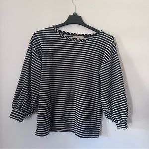 Black and White Striped Loft Long Sleeve Shirt - Size M
